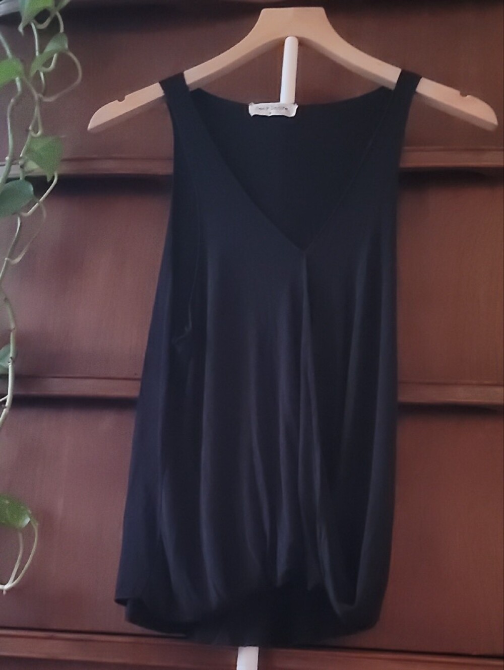 Bear Dance Black Draped V-Neck Tank